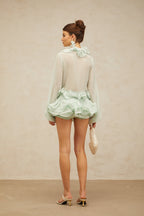 Mint Green Ruffle Blouse & Shorts Co-Ord Set – Peach Motel