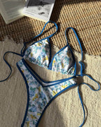 Blue Floral Triangle Bikini Set – Peach Motel Swimwear