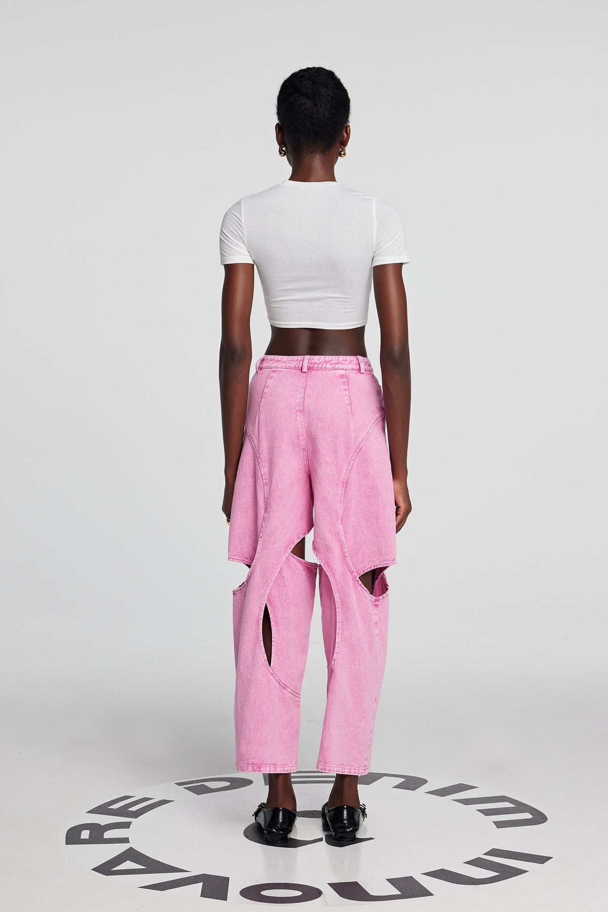 Bubblegum Cut-Out Wide Leg Jeans