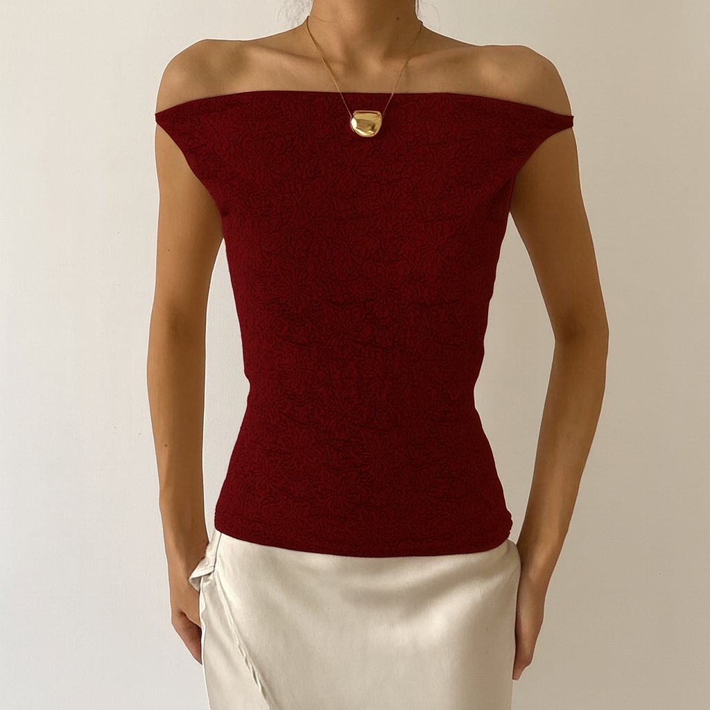 Scarlet Lace Off-Shoulder Corset Top