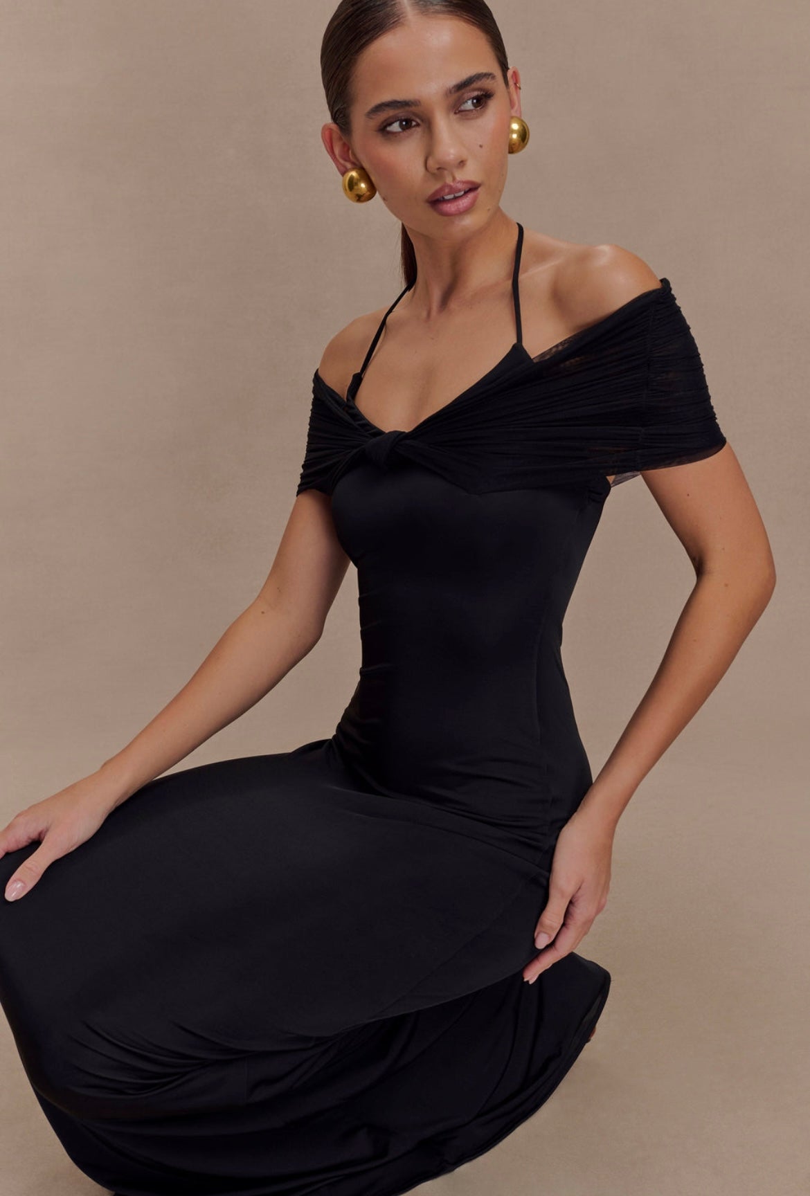 Black Off-Shoulder Maxi Gown