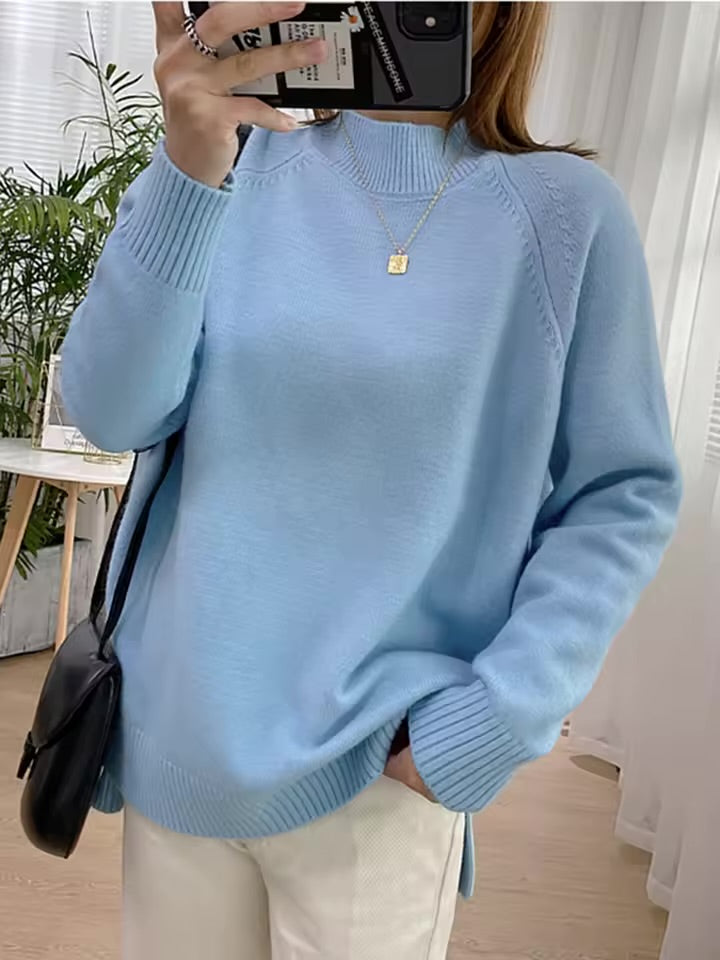 Sky Blue Knit Pullover Sweater – Classic Lightweight Women’s Knitwear | Peach Motel