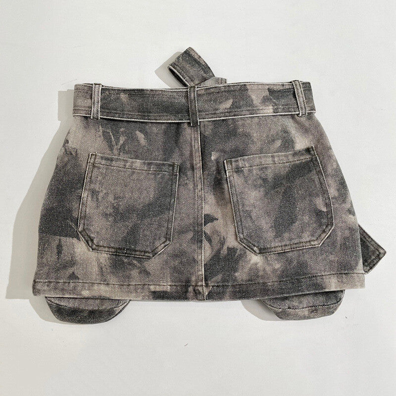 Distressed Grey Denim Utility Mini Skirt – Peach Motel