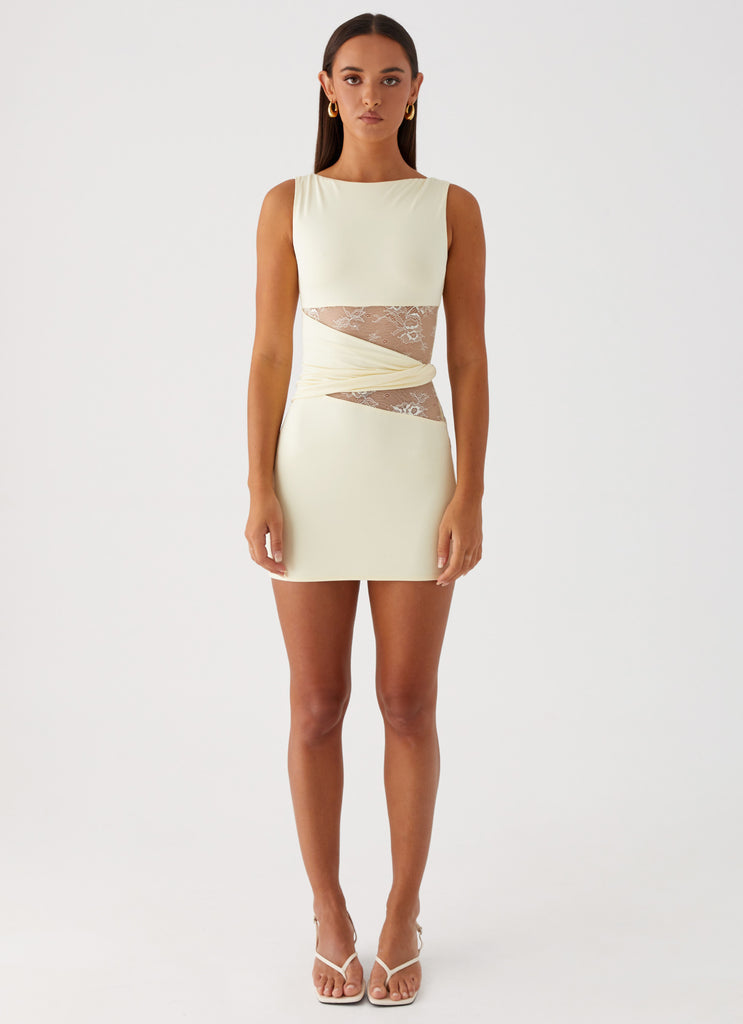Ivory Lace Cutout Mini Dress
