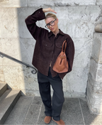 Brown Suede Overshirt Jacket – Luxe Button-Down Shacket for Effortless Layering