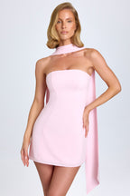 Pink Strapless Scarf Mini Dress – Elegant Tube Top Party Dress