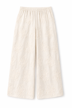 Ivory Embroidered Two Piece Set – Sleeveless Top & Wide Leg Pants Matching Set