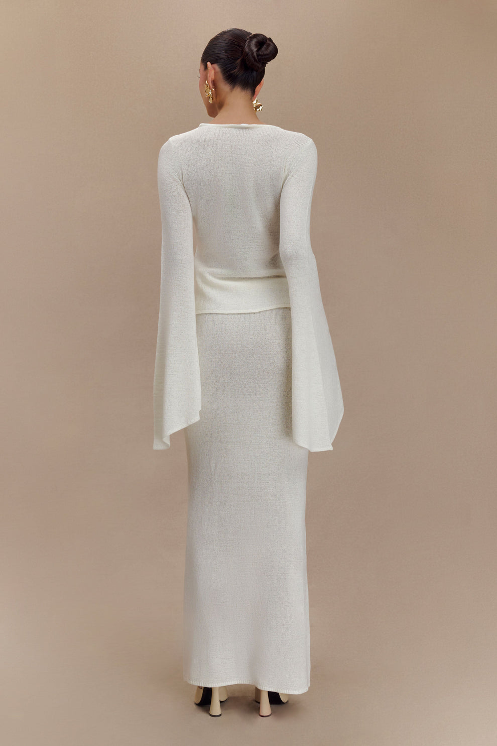 Ivory Knit Co-Ord Set | Elegant Evening Two-Piece Outfit | Peach Motel