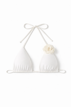 White Rose Appliqué Tie Bikini Set – Peach Motel Swimwear