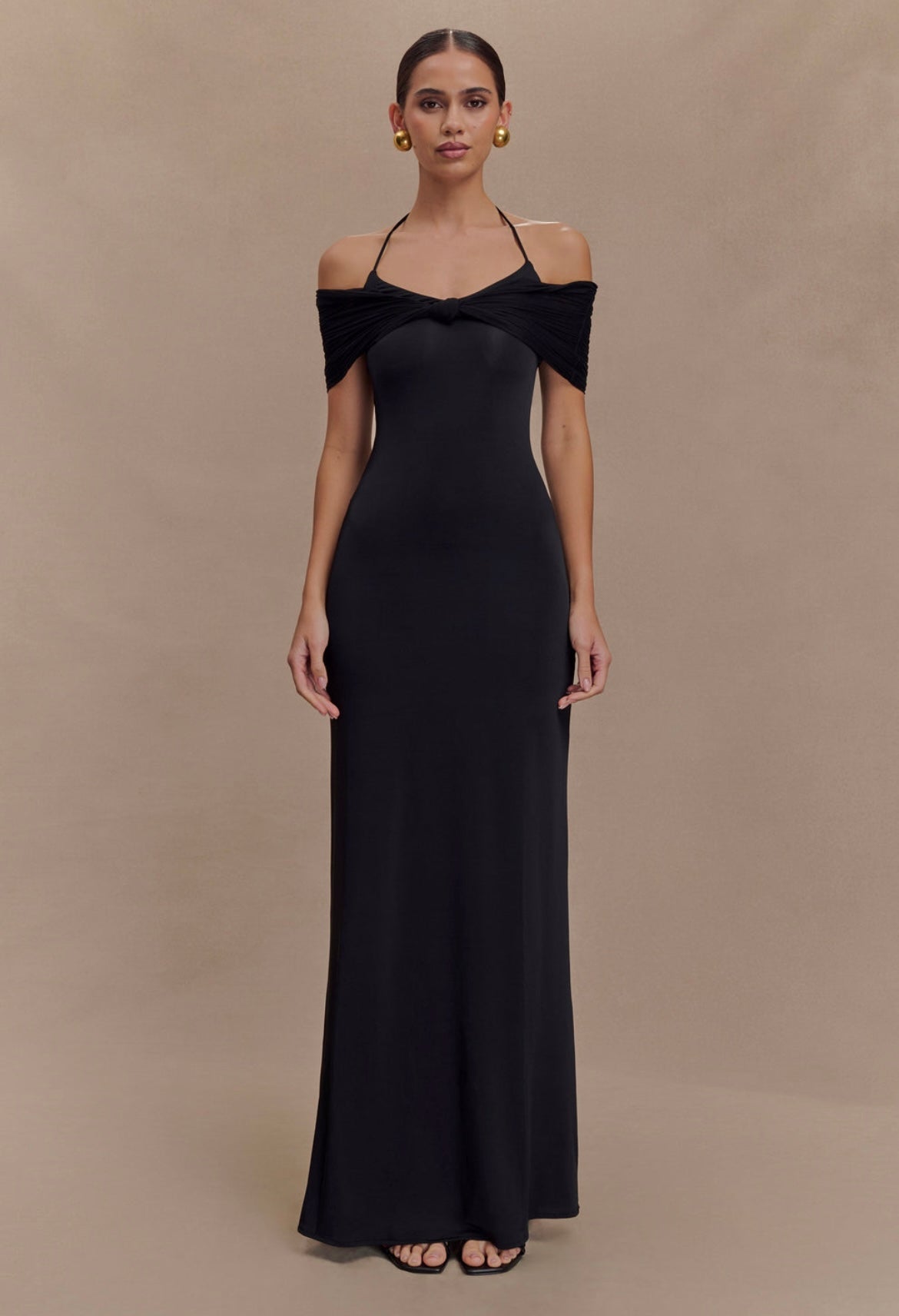 Black Off-Shoulder Maxi Gown