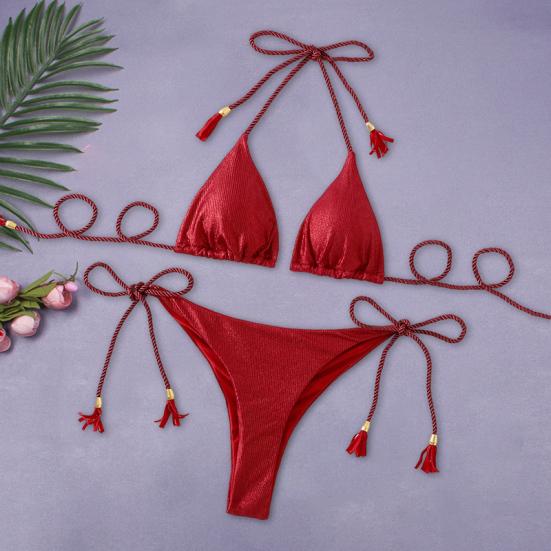 Crimson Tide Metallic Rope Bikini – Peach Motel