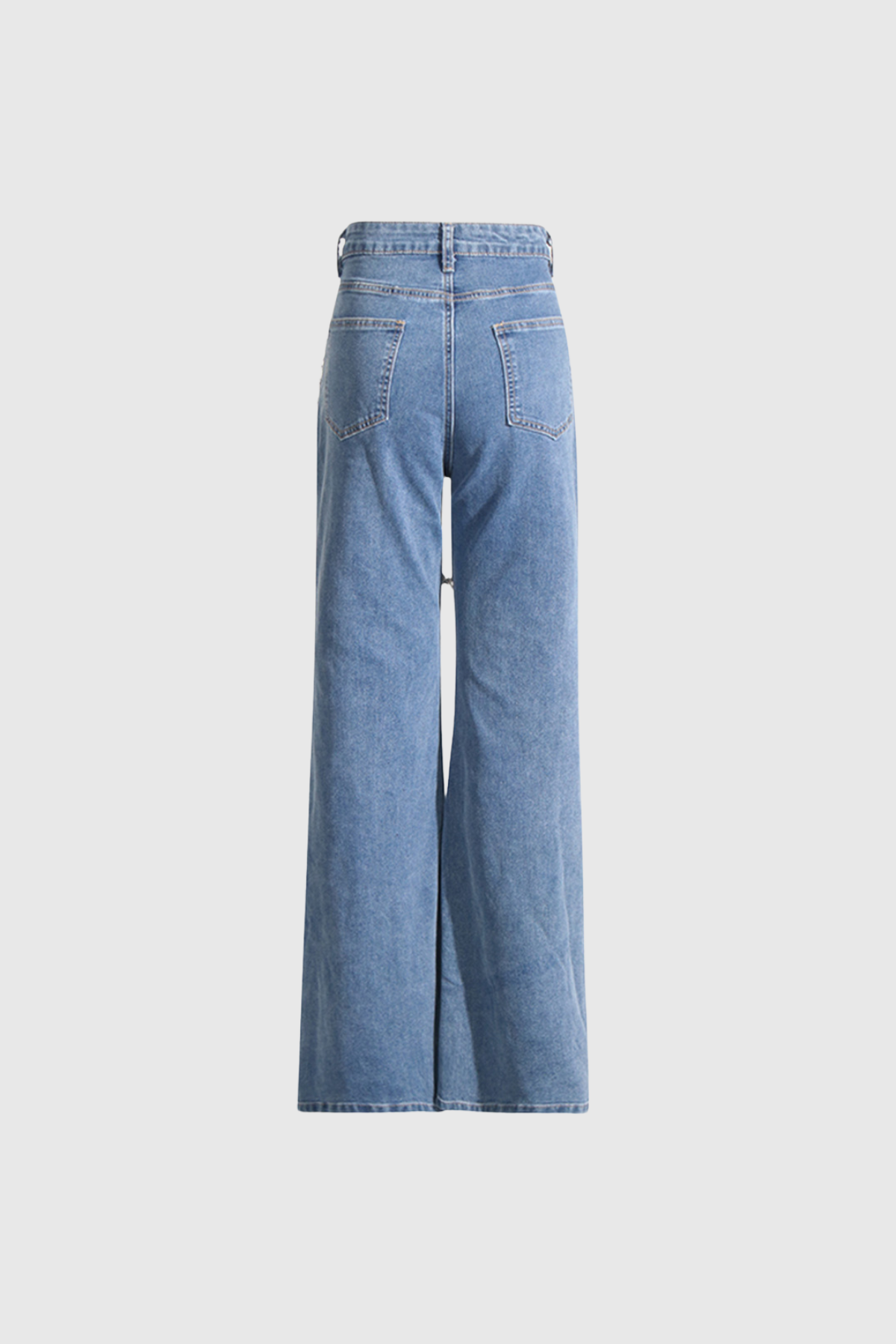 Peach Motel Crystal Wave High-Waist Flare Jeans – Statement Rhinestone Embellished Denim