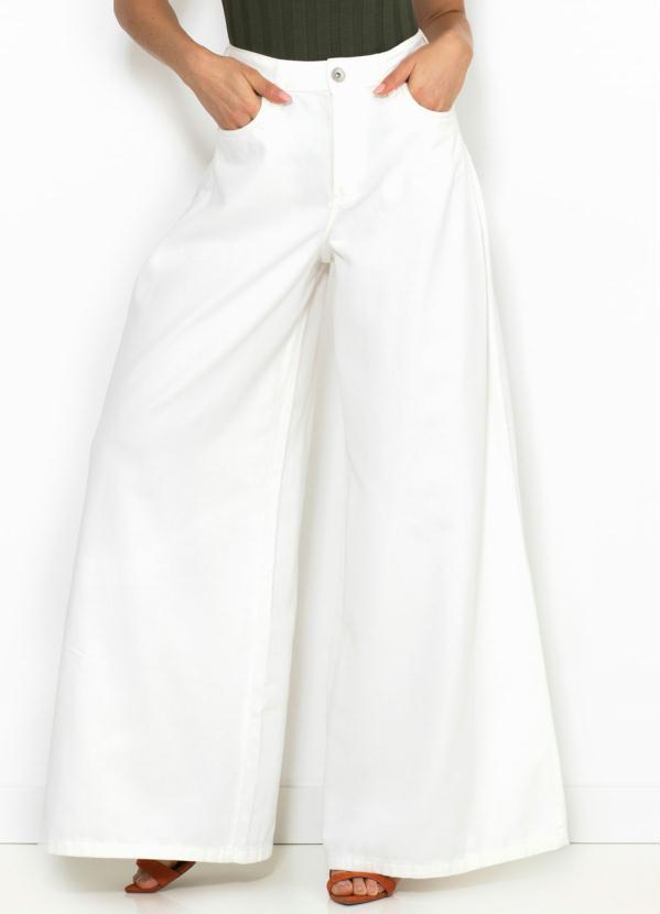 High-Waisted White Wide-Leg Jeans – Peach Motel Denim