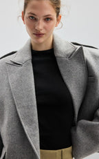 Oversized Grey Wool Blazer – Structured Minimalist Jacket