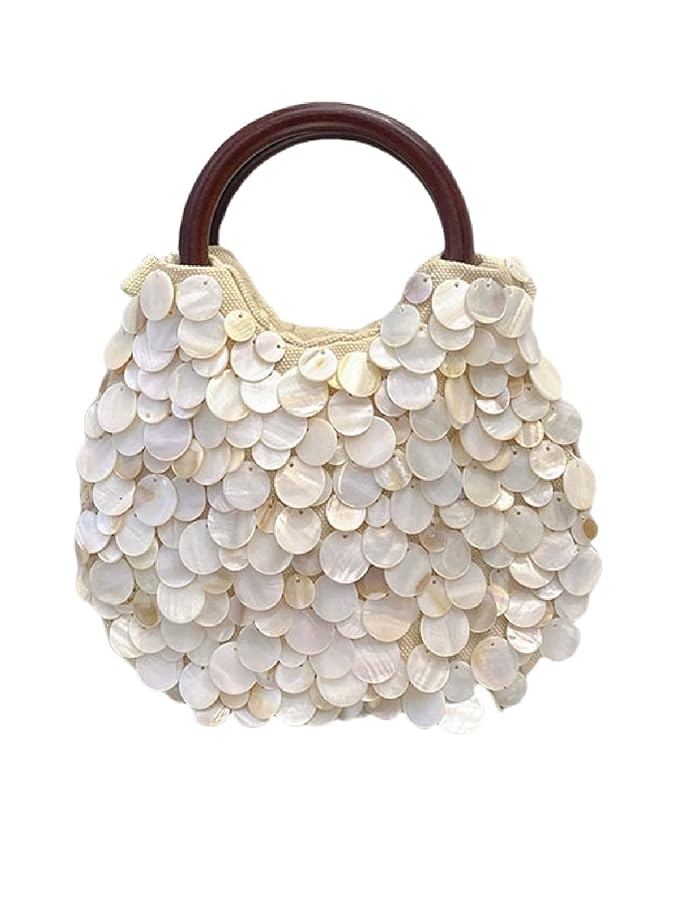 White Sequin Disc Handle Bag – Peach Motel Accessories
