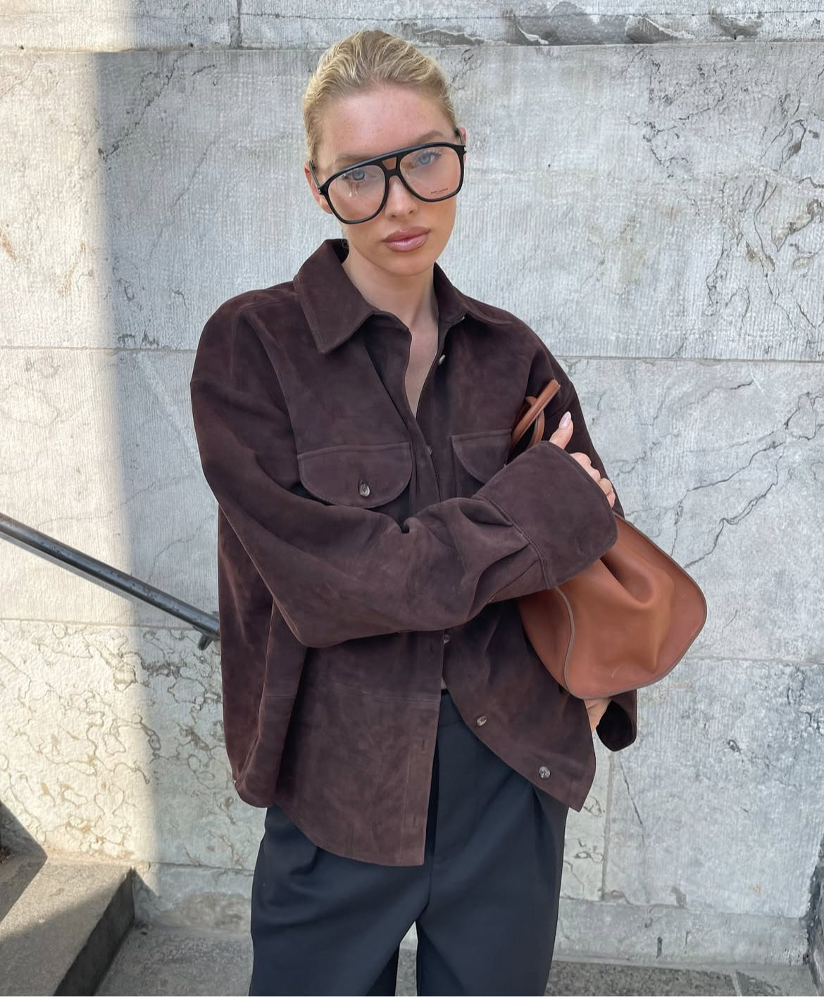 Brown Suede Overshirt Jacket – Luxe Button-Down Shacket for Effortless Layering