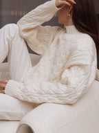 Cozy Cable Knit Sweater – Winter White Chunky Knit Pullover | Peach Motel