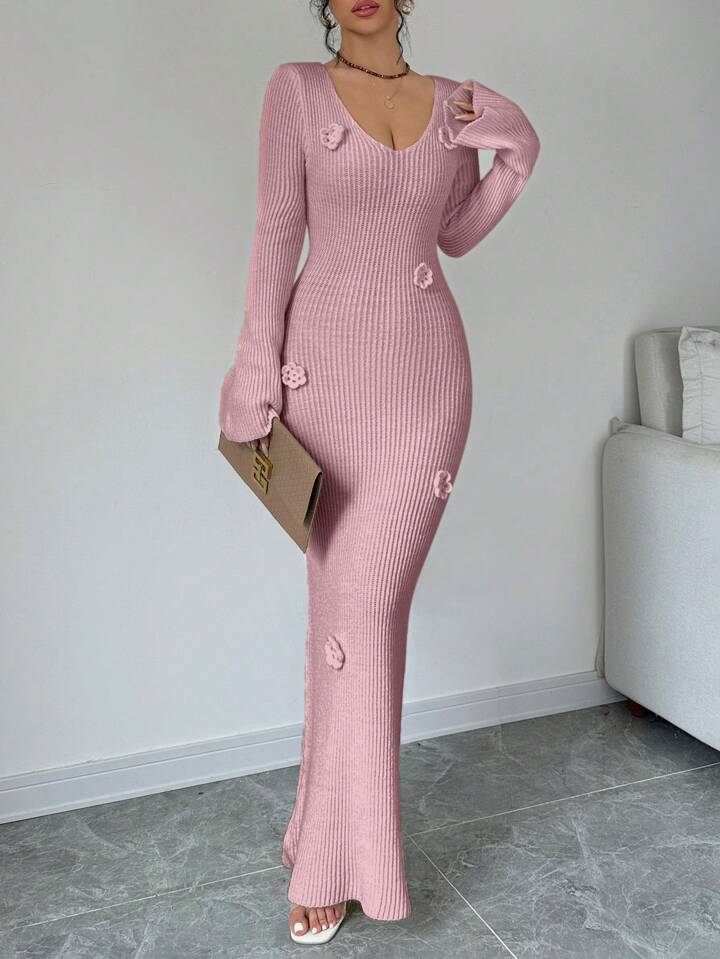 Blush Bloom Knit Maxi Dress