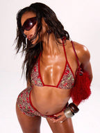 Cherry Leopard Print Triangle Bikini – Peach Motel Swimwear