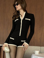Chic Knit Button-Up Short Set – Available in Red, Ivory, and Black