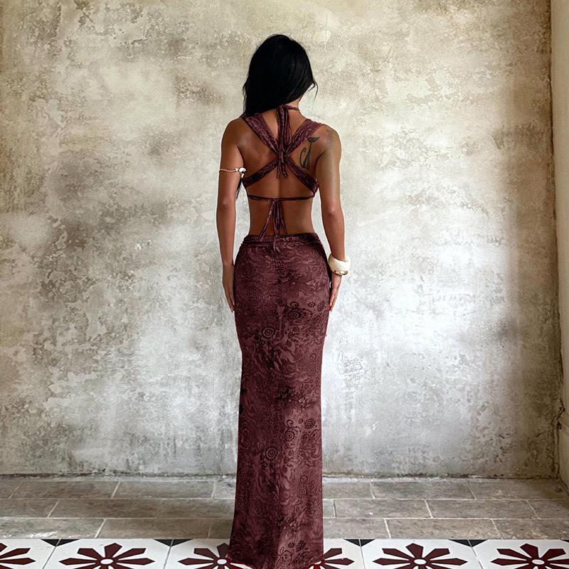 Peach Motel Multicolor Mesh Maxi Dress – Sexy Cut-Out Summer Dress in Pink, Blue & Purple