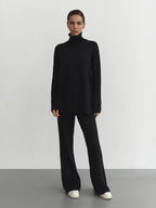 Cozy Knit Turtleneck Lounge Set – Available in Brown, Black, and White