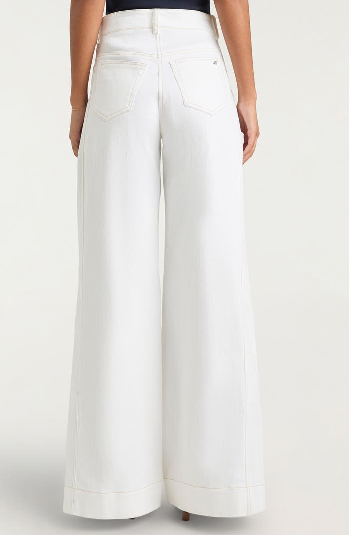 High-Waisted White Wide-Leg Jeans – Peach Motel Denim