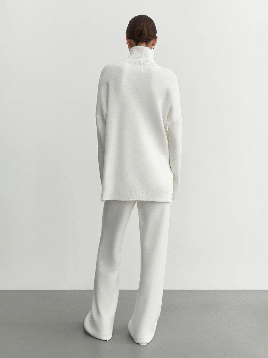Cozy Knit Turtleneck Lounge Set – Available in Brown, Black, and White