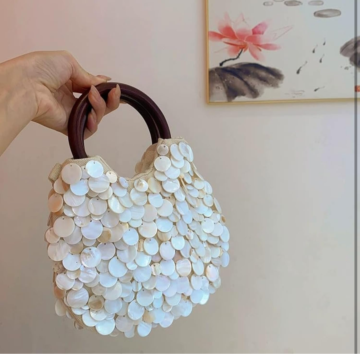White Sequin Disc Handle Bag – Peach Motel Accessories