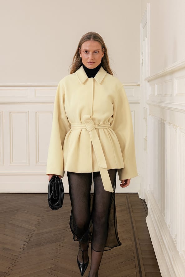 Cream Belted Wrap Coat – Timeless Minimalist Outerwear