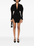 Black Cutout Long-Sleeve Structured Top – Peach Motel