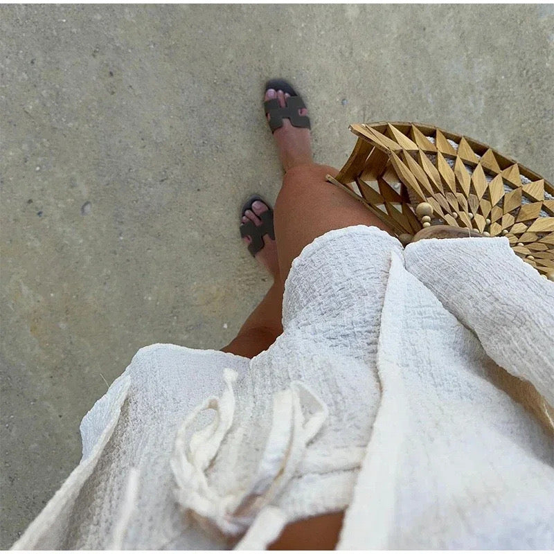 Ivory Textured Tie-Front Set