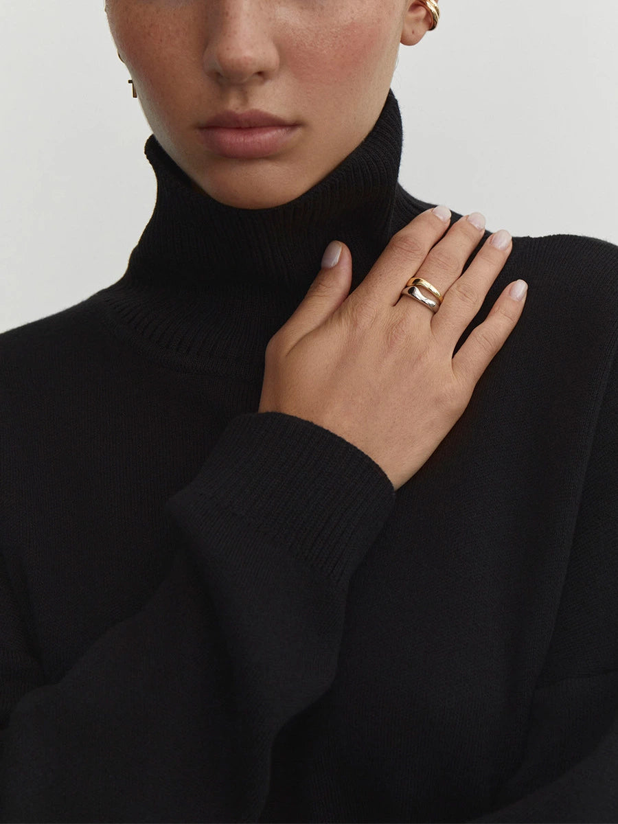 Cozy Knit Turtleneck Lounge Set – Available in Brown, Black, and White