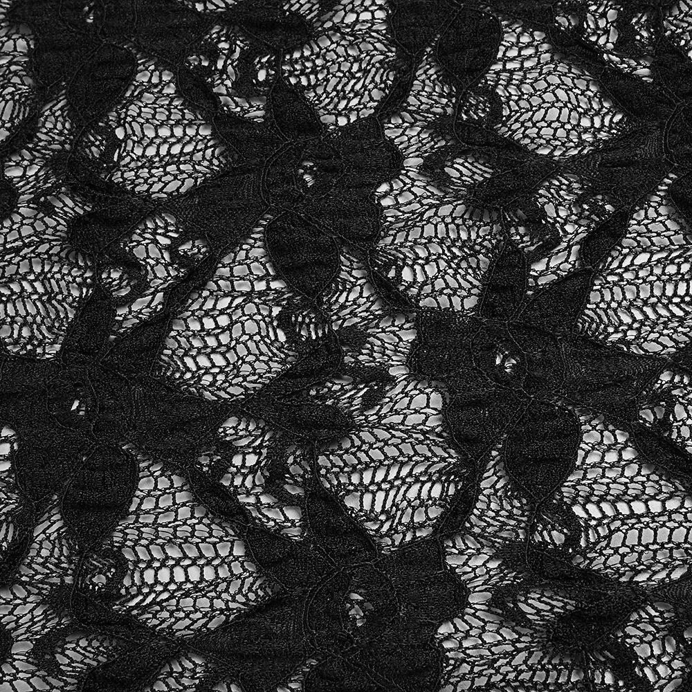 Black Lace Plunge Maxi Dress | Sheer Long Sleeve Evening Dress