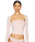 Pink Long Sleeve Shrug Top – Sexy Cropped Knitwear