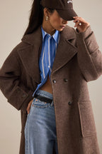 Oversized Wool Blend Long Coat in Chocolate Brown – Peach Motel Outerwear