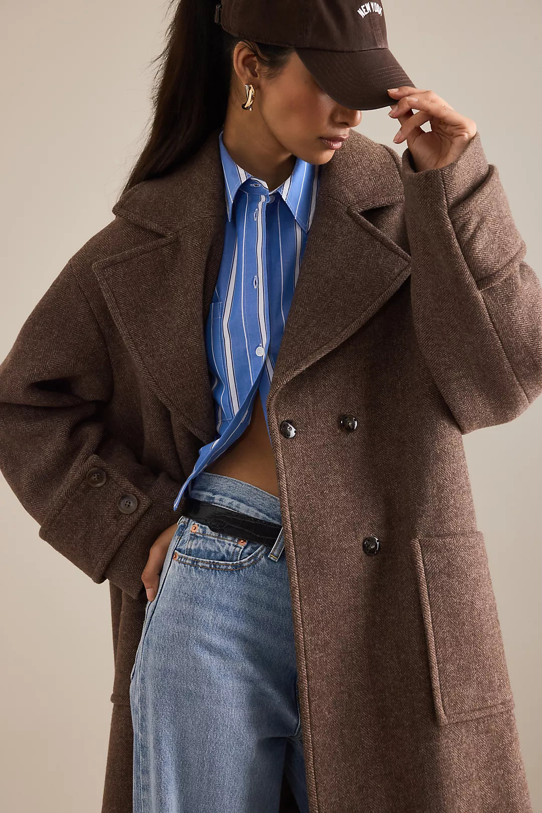 Oversized Wool Blend Long Coat in Chocolate Brown – Peach Motel Outerwear
