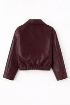 Burgundy Faux Leather Jacket | Cropped Structured Women’s Moto Coat