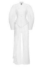 Elegant White Structured Set – Tailored Blazer & Wide-Leg Trousers | Peach Motel