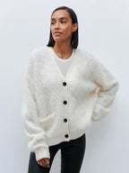 Cozy Oversized Fuzzy Cardigan – Peach Motel (Available in Blue, White, Beige, and Pink)