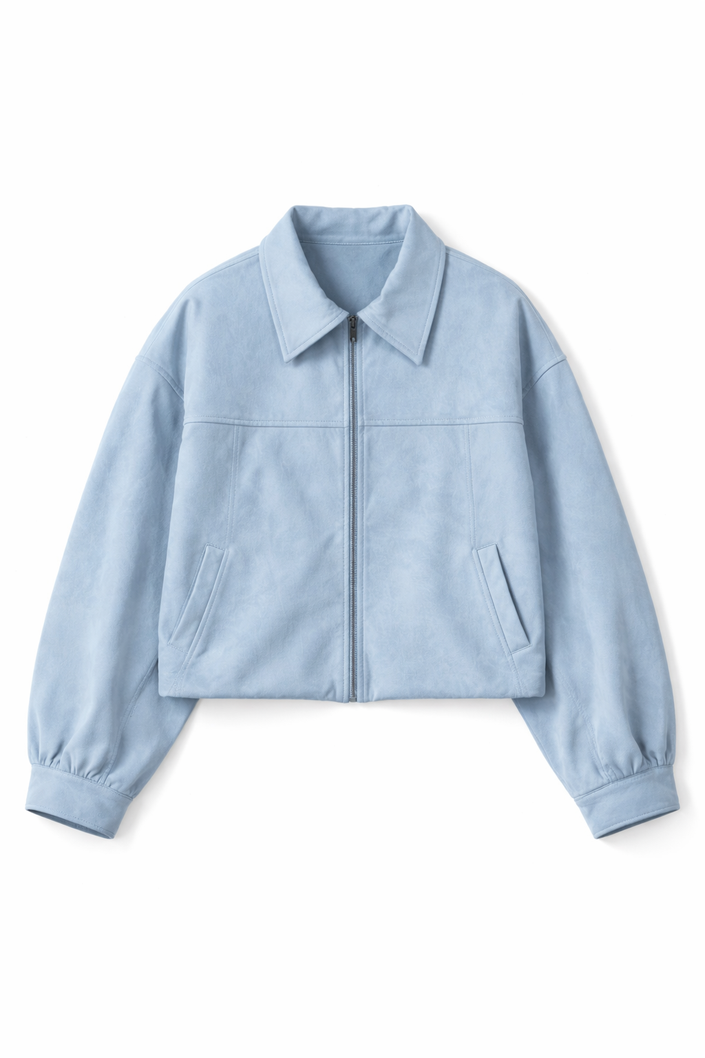 Powder Blue Oversized Zip Jacket