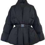 Black Belted Oversized Puffer Jacket – Peach Motel Outerwear