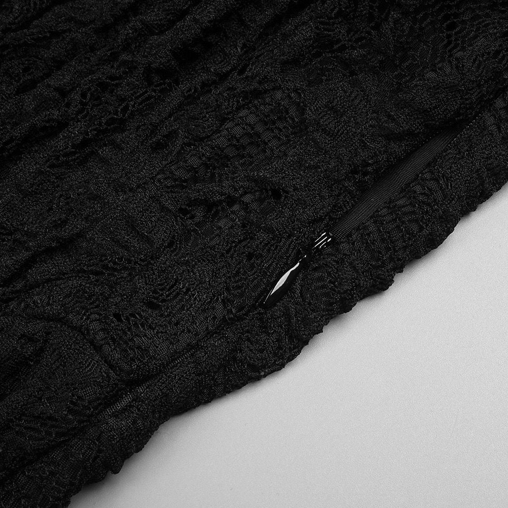 Black Lace Plunge Maxi Dress | Sheer Long Sleeve Evening Dress