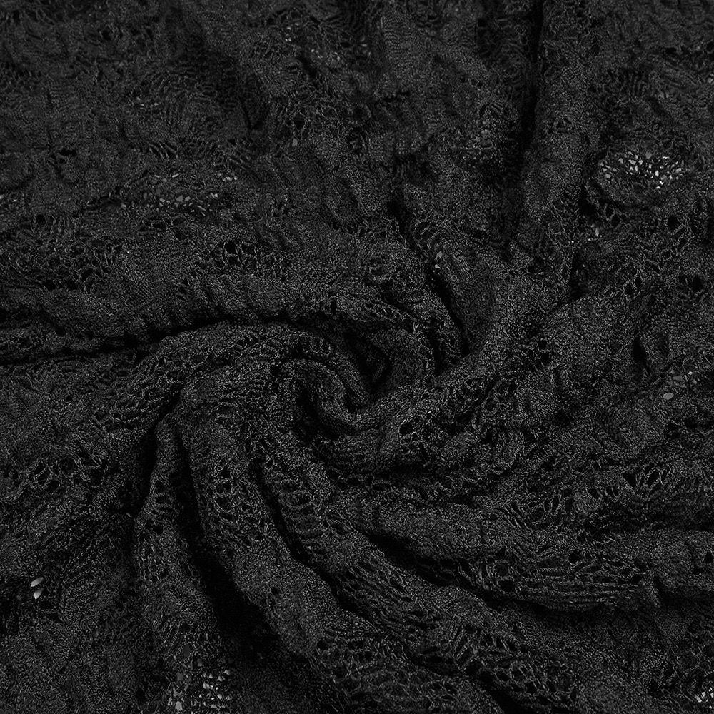 Black Lace Plunge Maxi Dress | Sheer Long Sleeve Evening Dress