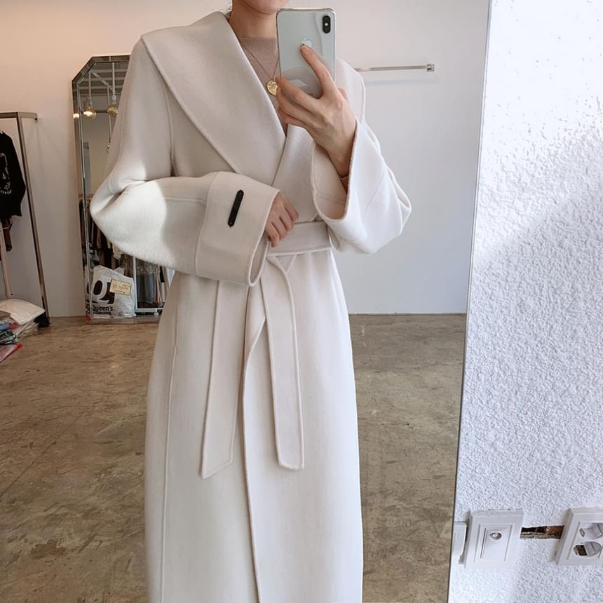 Cream Wool Blend Belted Wrap Coat – Peach Motel Outerwear