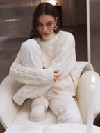 Cozy Cable Knit Sweater – Winter White Chunky Knit Pullover | Peach Motel