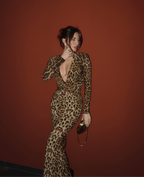Leopard Print Long Sleeve Maxi Dress – Peach Motel