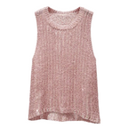 Pink Metallic Knit Tank Top – Sleeveless Shimmer Sweater Top | Peach Motel
