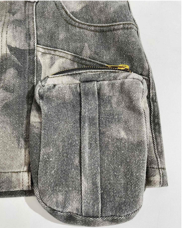 Distressed Grey Denim Utility Mini Skirt – Peach Motel