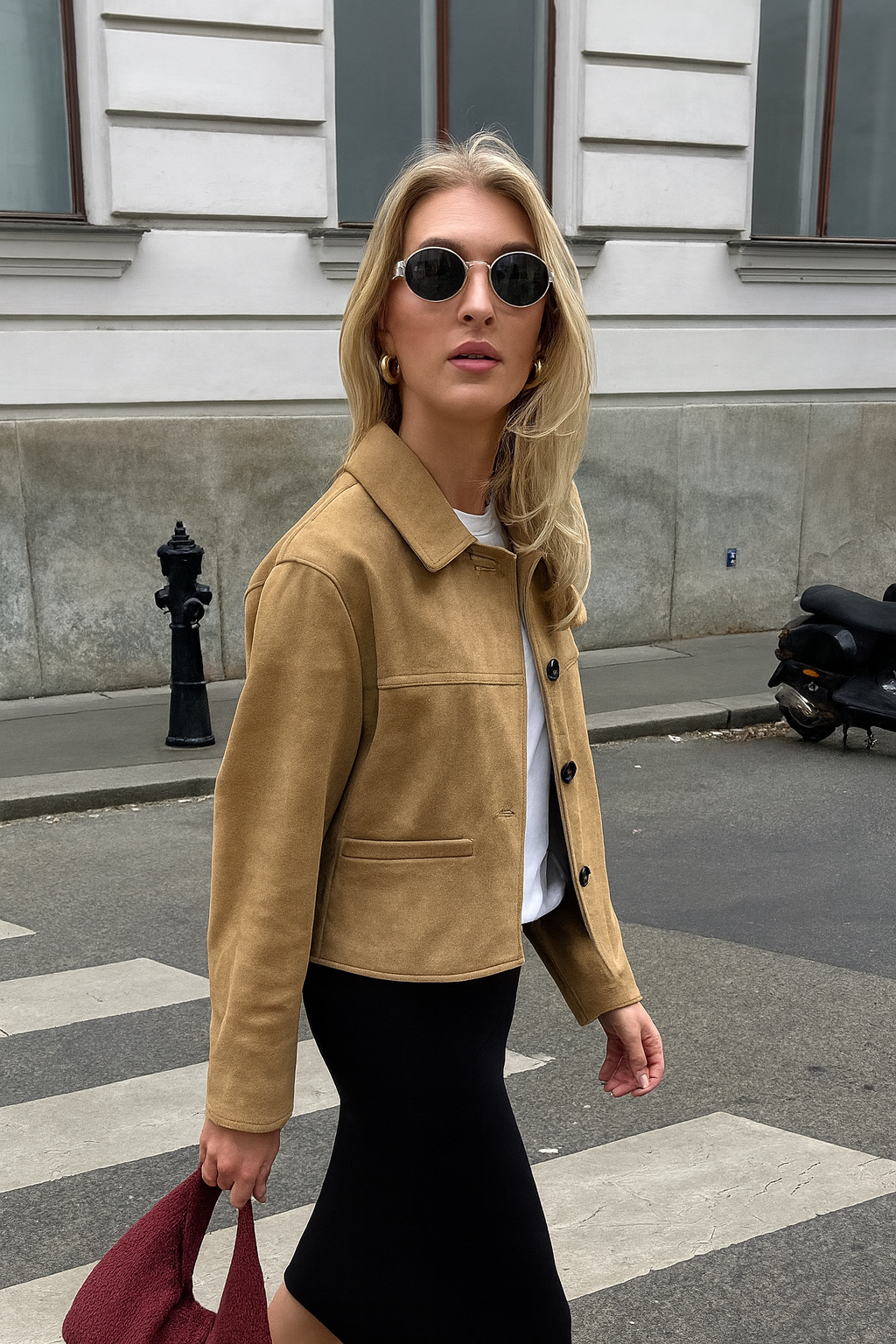 Tan Suede Cropped Jacket